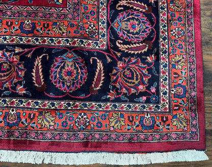Persian Mashad Rug Palace Size 12x16 Antique Hand Knotted Wool Carpet Signature