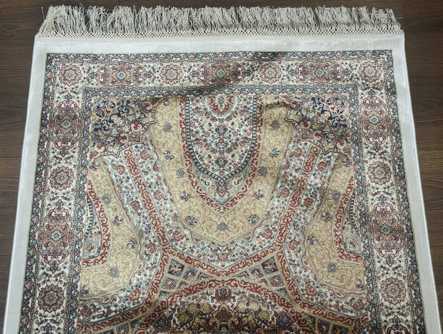 Turkish Silk Runner Rug 2.6x13 Dome Design Hereke Bamboo Silk Floor Runner