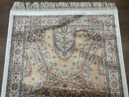 Turkish Silk Runner Rug 2.6x13 Dome Design Hereke Bamboo Silk Floor Runner