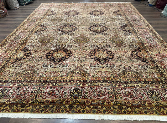 Vintage Indian Agra Rug 9x12 Hand Knotted Wool Oriental Carpet