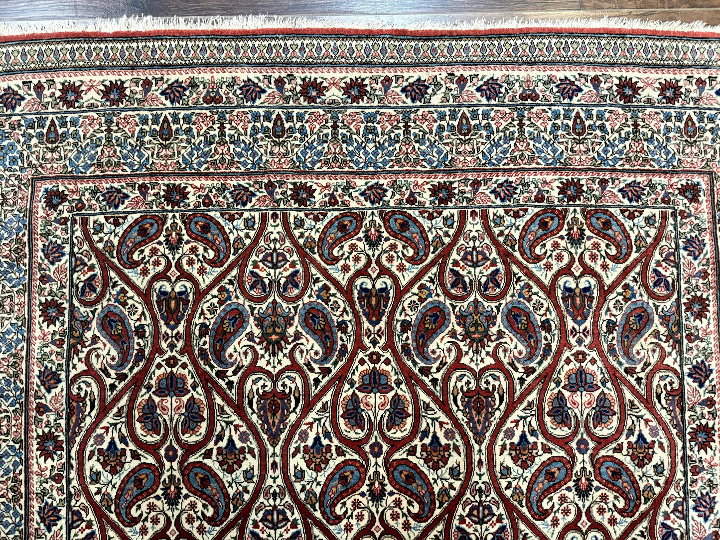 Persian Qum Rug 5x7 Handmade Wool Carpet With Repeated Paisley Boteh Design