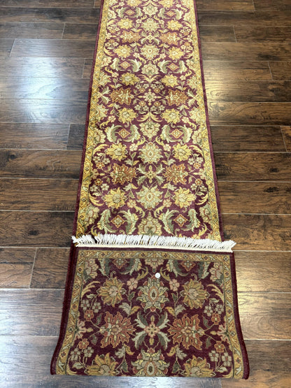 Indian Agra Runner Rug 2.6 x 17.5 Feet Floral Handmade Wool Hallway Runner