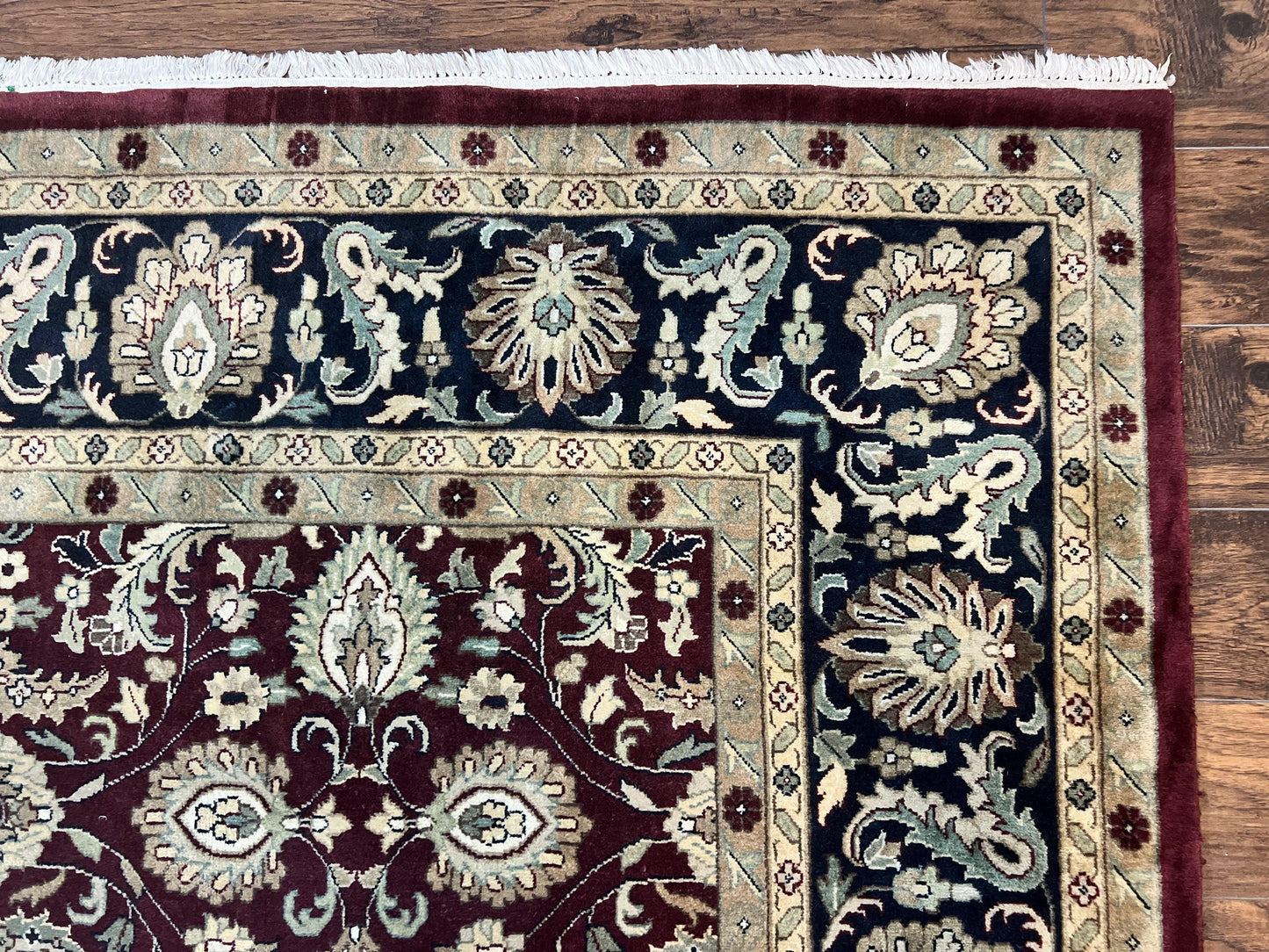 Indo Persian Rug 10x14 Hand Knotted Wool Floral Allover Vintage Handmade Carpet
