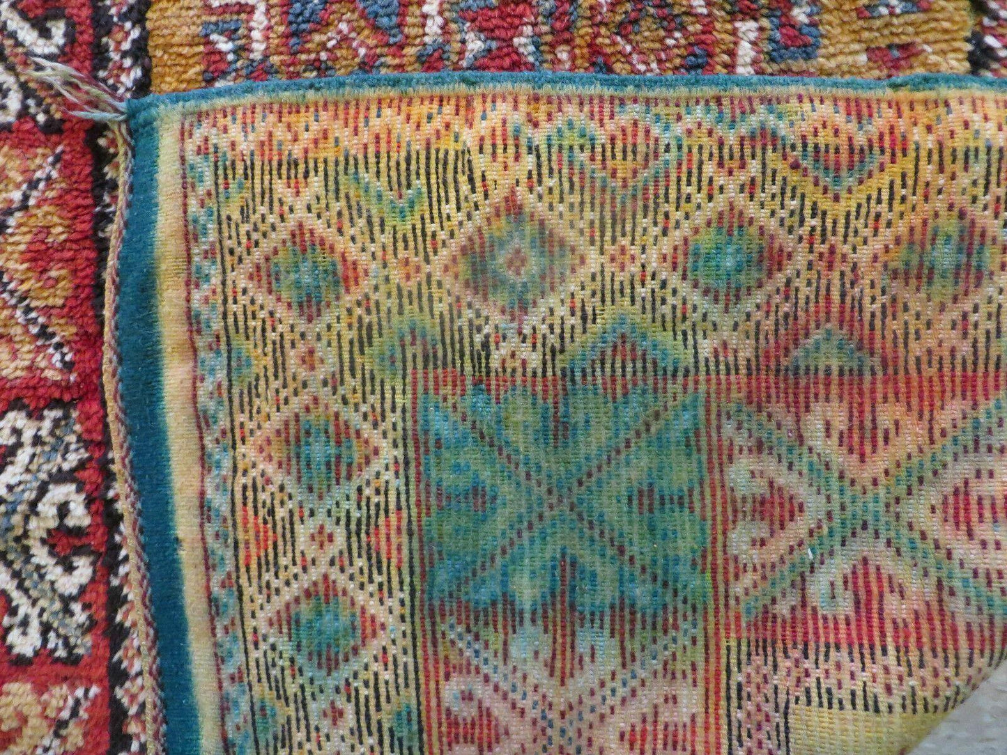 Vintage Moroccan Rug 4x5 Hand Knotted Berber Wool Area Rug Geometric Stars