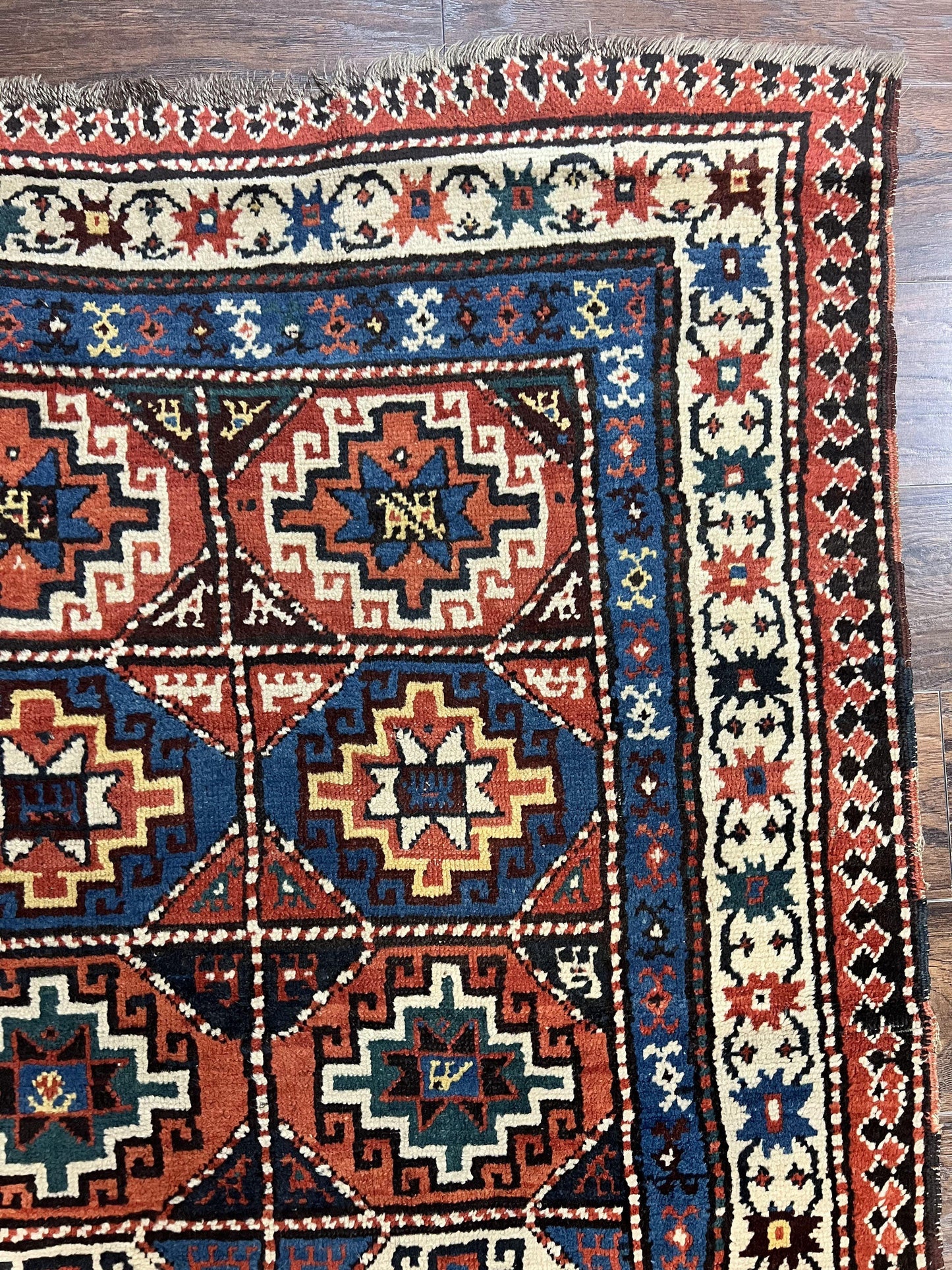 Antique Caucasian Kazak Runner Rug 4 X 9.5 Handmade Wool Hallway Carpet