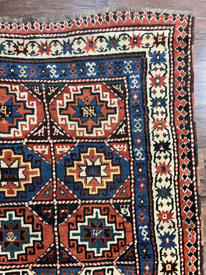 Antique Caucasian Kazak Runner Rug 4 X 9.5 Handmade Wool Hallway Carpet