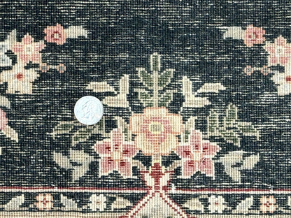 Persian Runner Rug Handmade Wool Floral Allover 2.7x21 Dark Green Beige Hallway Runner