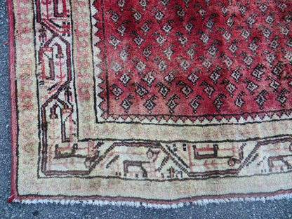 Antique Handmade Wool Runner Rug India Paisley Vintage Design 3 Foot 7 Inch by 10 Foot