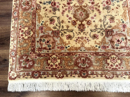 Persian Rug 4x6 Hand Knotted Wool and Silk Highlights 200 KPSI