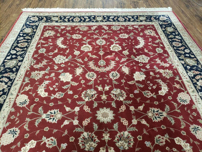 Vintage Oriental Floral Handmade Wool Rug 6x9 Red Vegetable Dyes