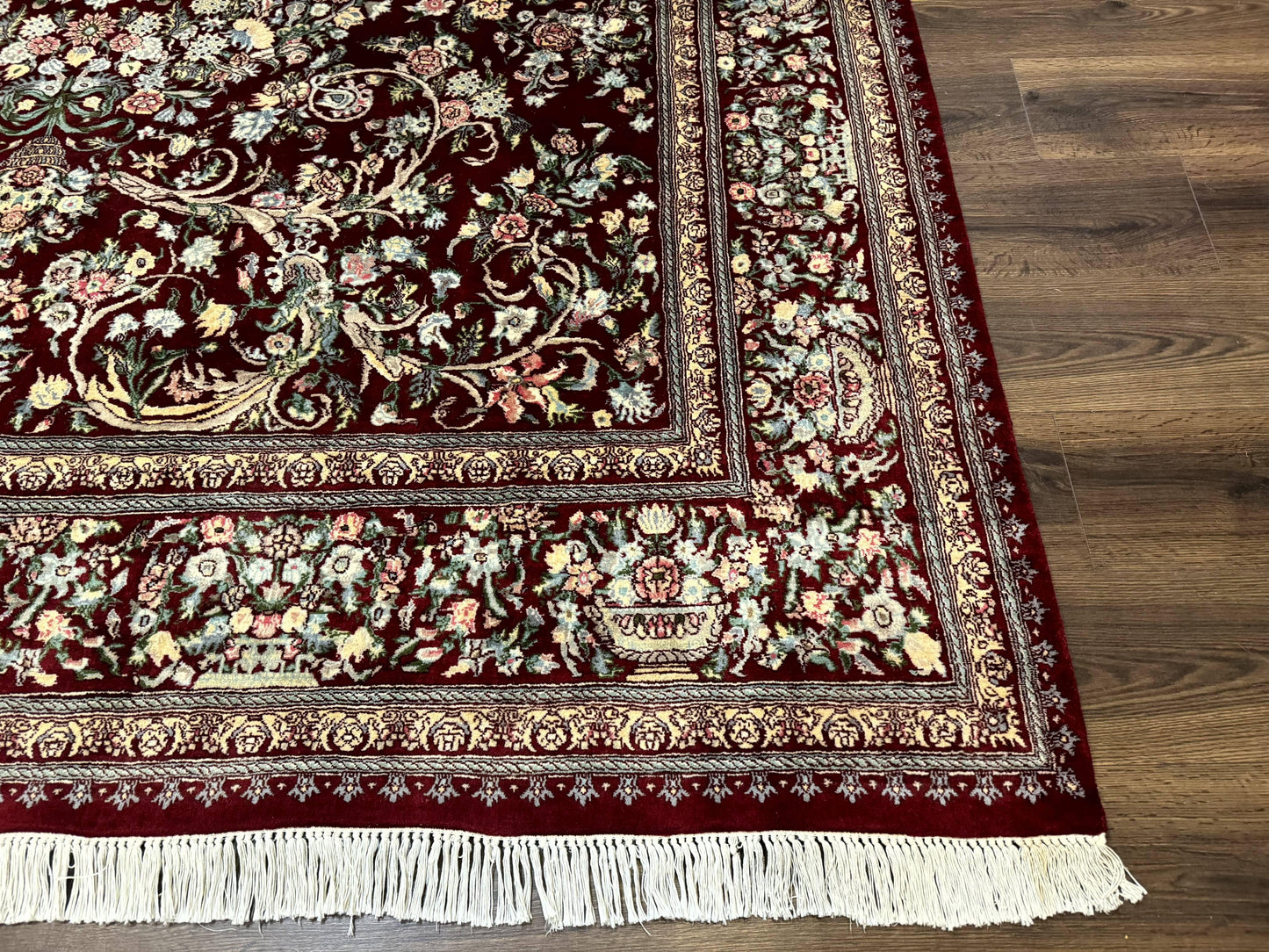 Persian Rug Burgundy 8x10 Hand Knotted Wool Floral Pak Carpet
