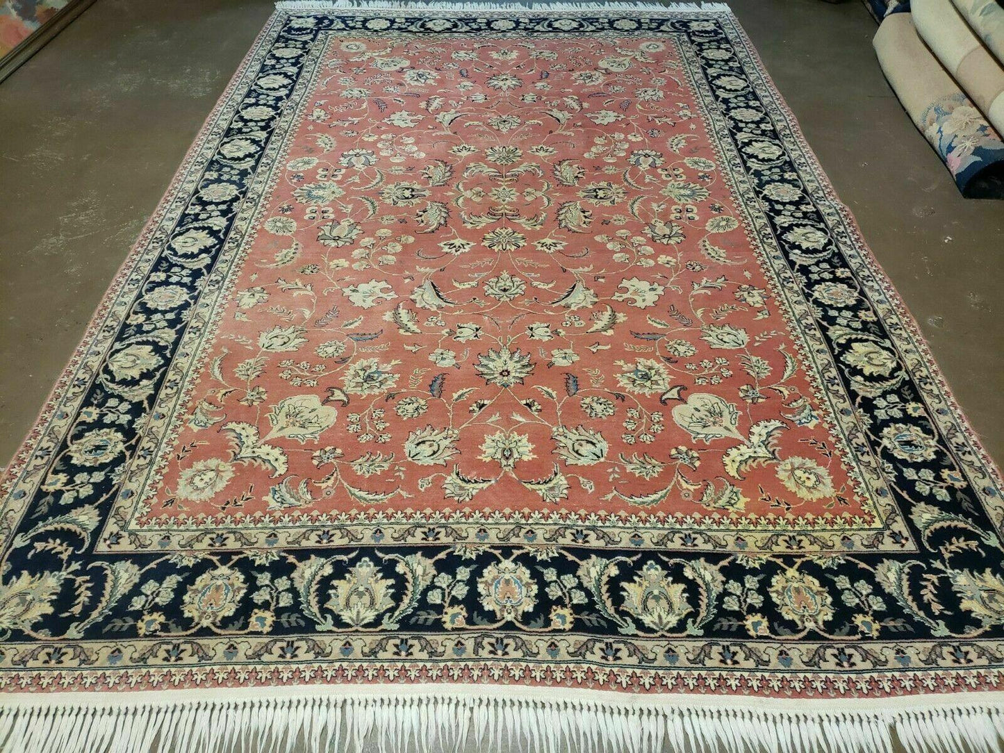 Vintage Oriental Floral Handmade Wool Rug 6x9 Feet With Vegetable Dyes Red