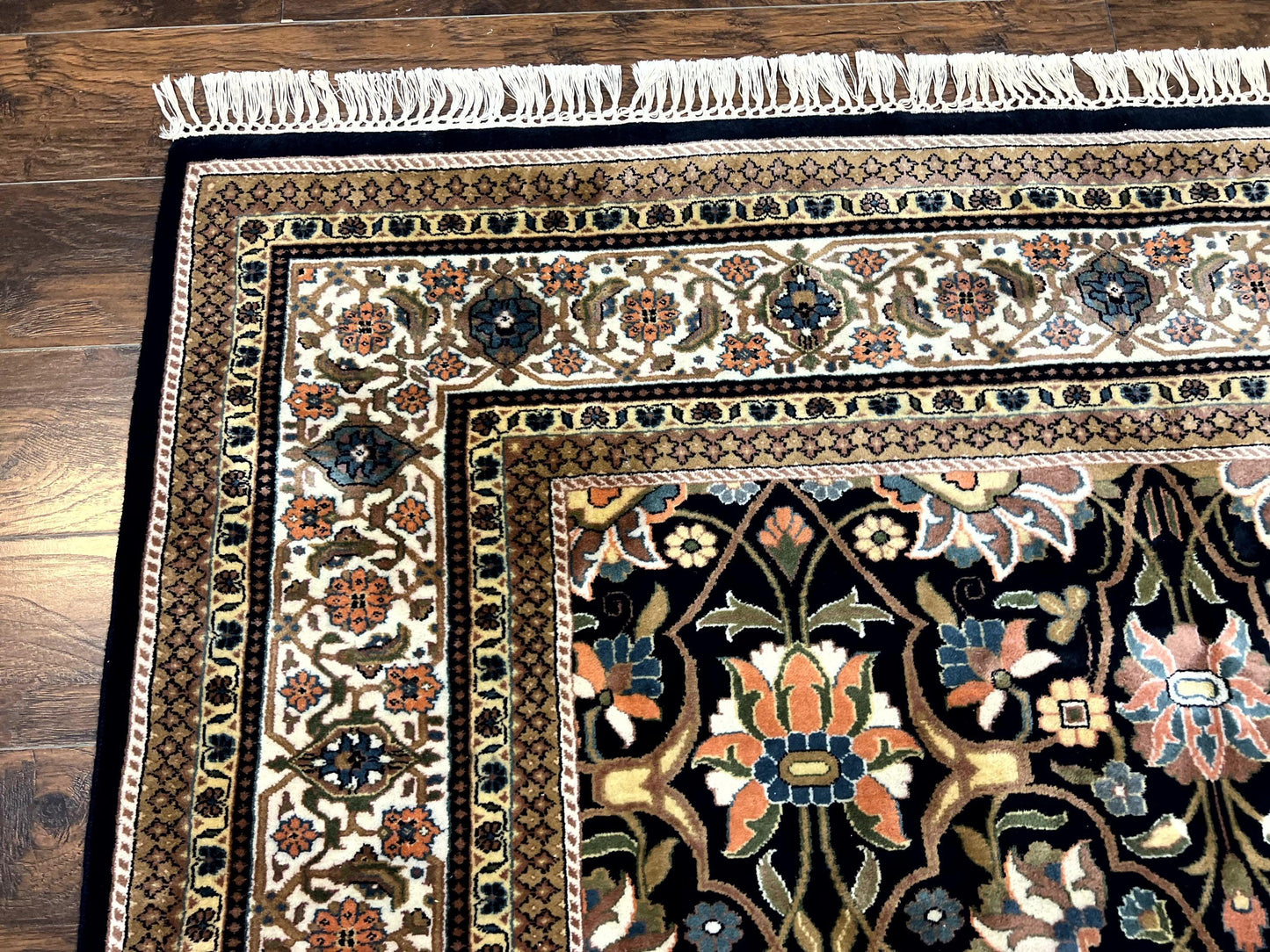 Indo Persian Bidjar Rug 6x10 Vintage Handmade Wool Carpet Allover Pattern