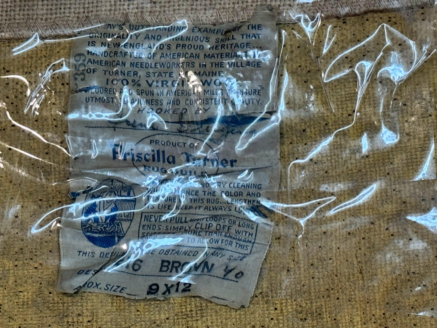 American Hand Hooked Rug 9x12 Vintage Aubusson Wool Carpet