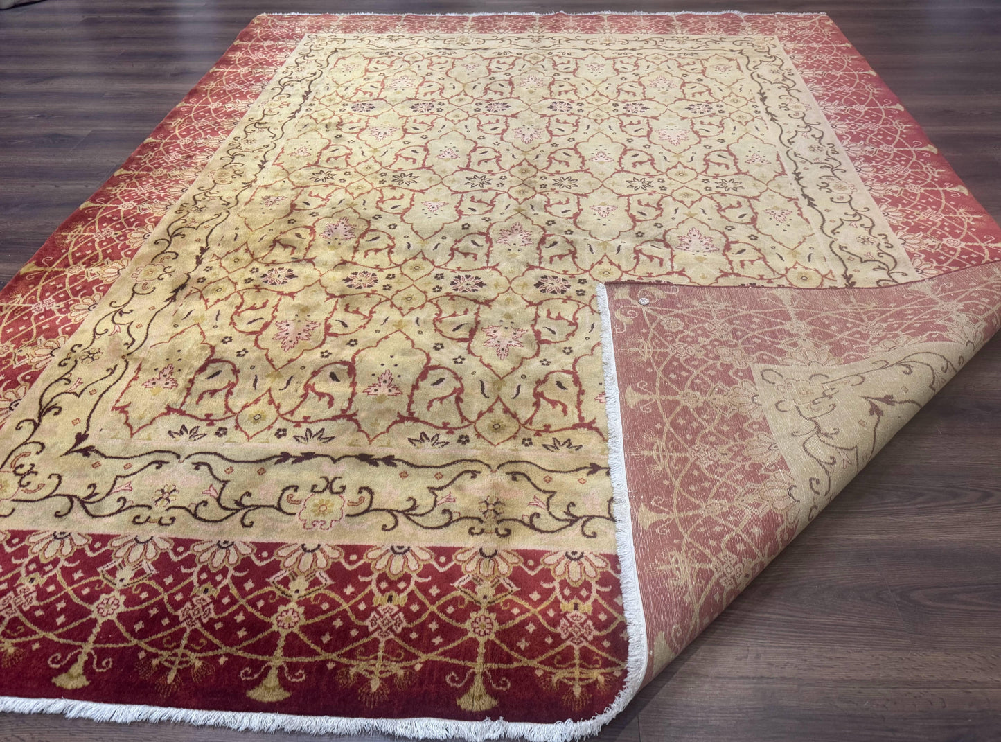 Pak Persian Rug 8x10 Allover Pattern Gold Tan Handmade Wool 200 KPSI