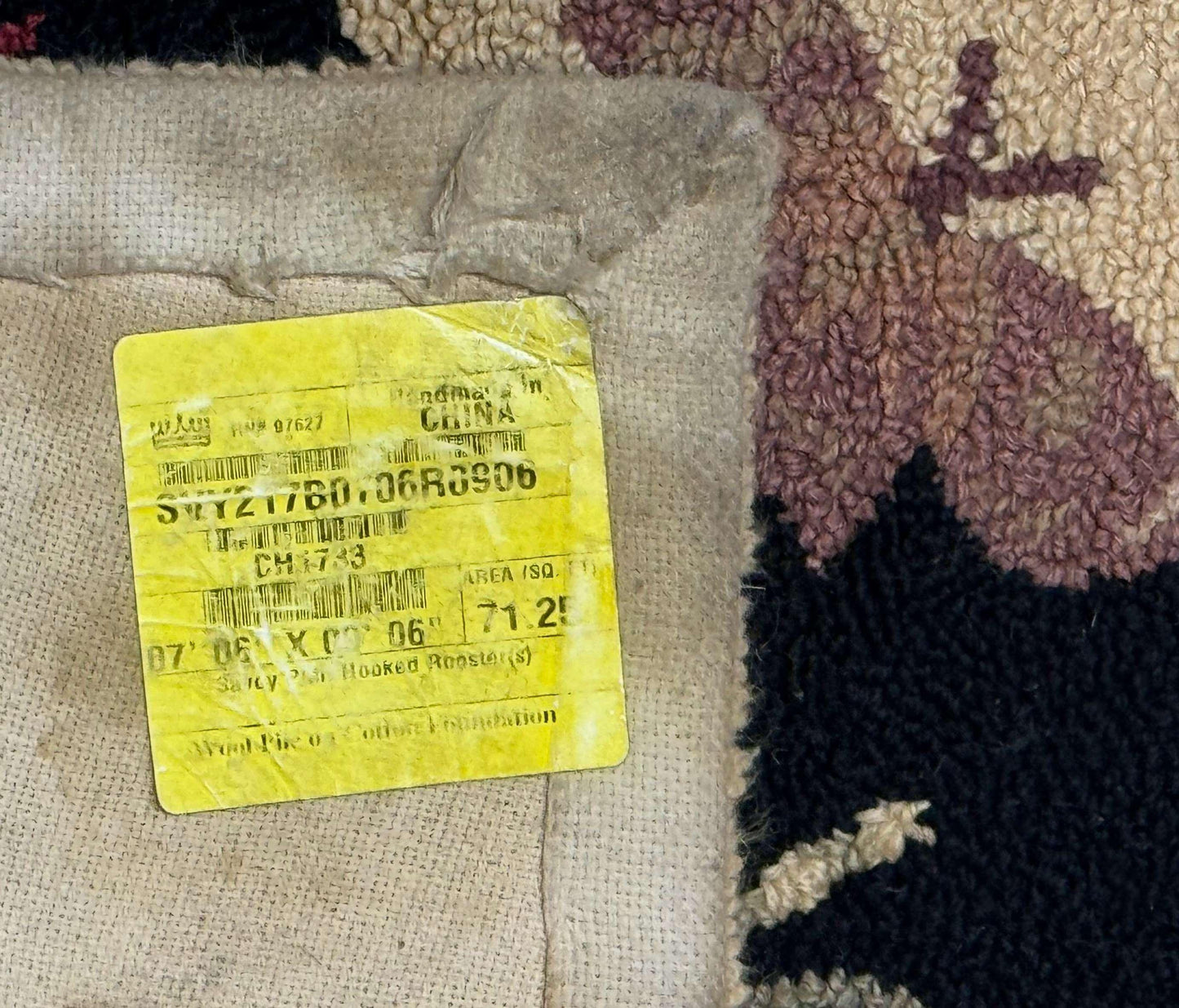 Vintage Hooked Rug 7x9 Rooster Border With Roses And Butterflies