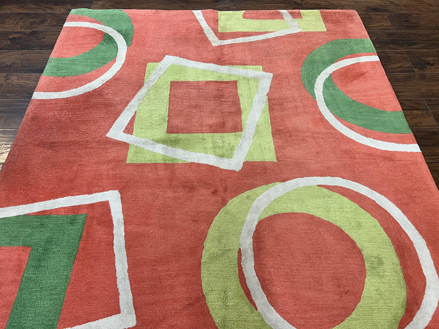 Abstract Rug 6x9 Modern Contemporary Area Rug Red Orange Green