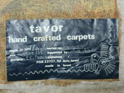 Vintage Israeli Handcrafted Wool Rug 3 By 4 Feet Wall Hanging Signed Hebrew
