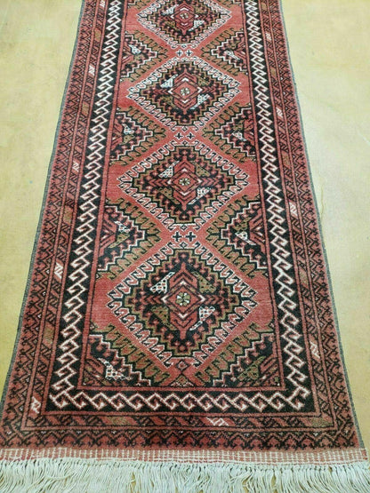 Vintage Bokhara Runner Rug Turkoman Wool Handmade From Pakistan 2 Ft 5 In By 9 Ft
