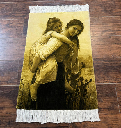 Persian Pictorial Rug 2x3 Tabriz Hand Knotted