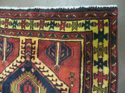 Antique Handmade Turkish Wool Rug 40 X 84 Inch Organic Dyes Vintage 1950s