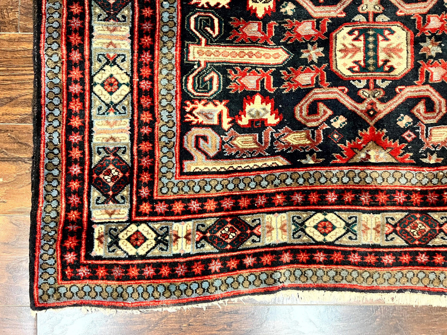 Persian Runner Rug 4.8x10 Antique Handmade Wool Kalegi Ardabil Tribal Navy Red