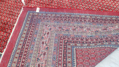 Persian Sarouk Rug Hand Knotted Wool Paisley Boteh Design Red Beige 9x13 Semi Antique