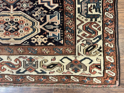 Antique Persian Tribal Runner Rug Handmade Wool Hallway Carpet For Vintage Decor