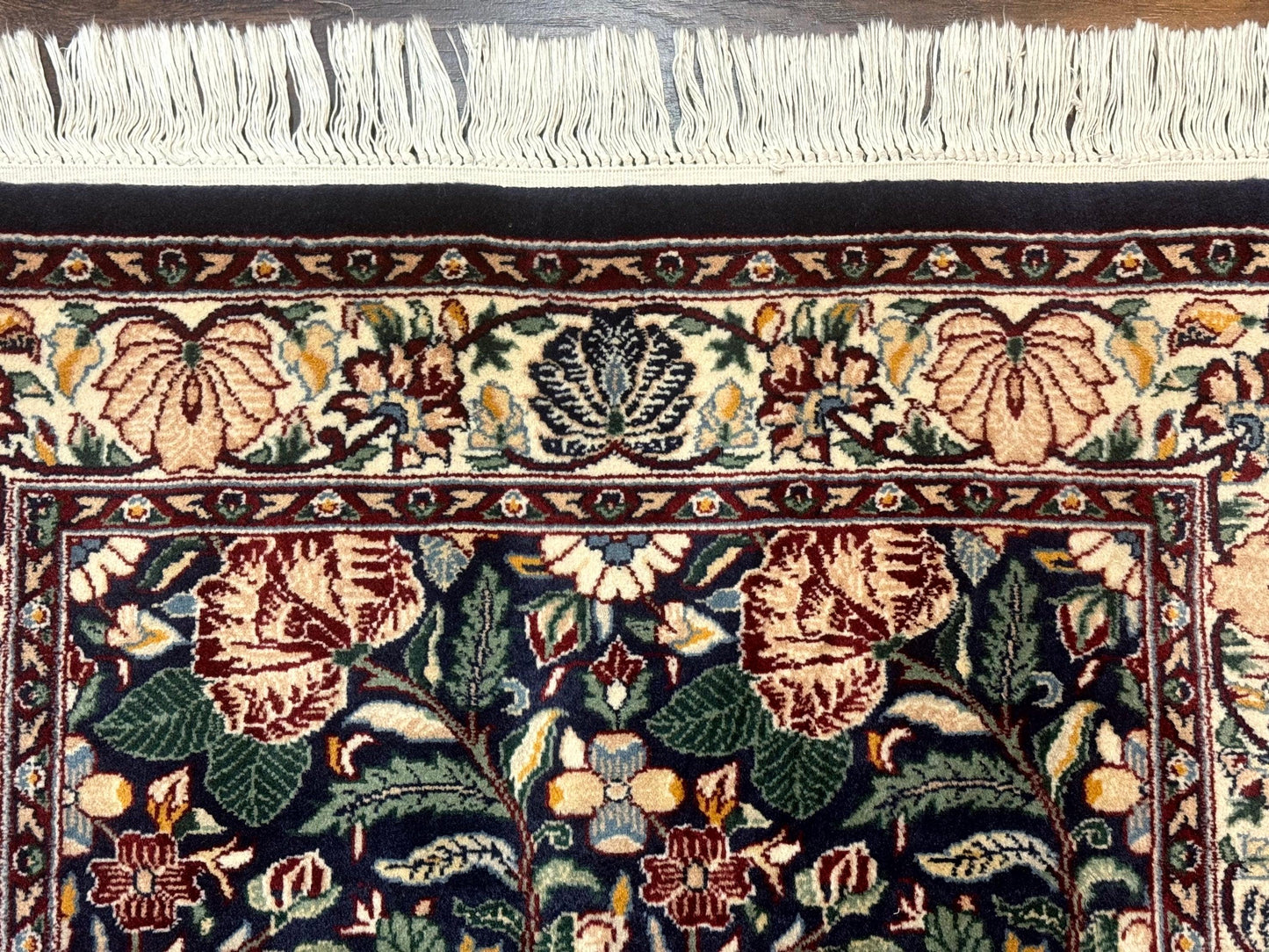 Persian Wool Rug Square 2.7x2.7 Handmade Floral Design Dark Green