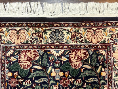 Persian Wool Rug Square 2.7x2.7 Handmade Floral Design Dark Green