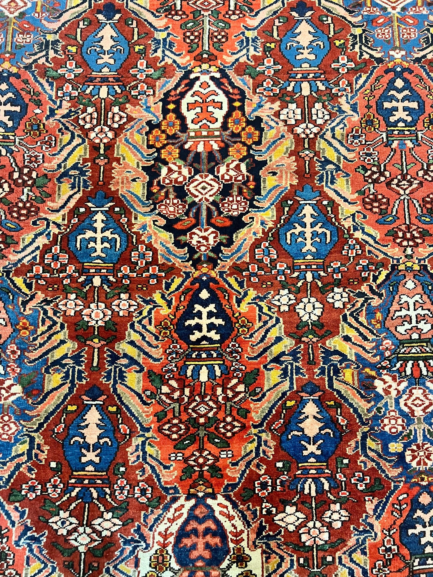 Persian Bakhtiari Rug 10x14 Hand Knotted Rare Tribal Carpet Red Blue Ivory Multicolor