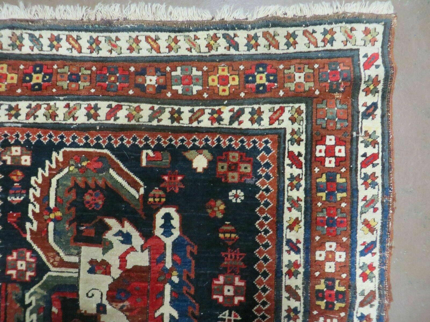 Antique Handmade Caucasian Wool Rug 3 Ft 7 In By 13 Ft 10 In Natural Dyes