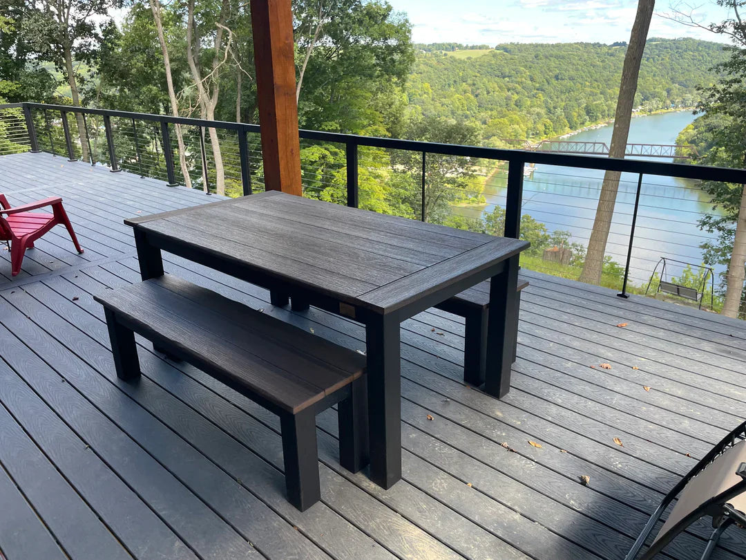 Post Leg Outdoor Dining Table Custom Made For Patio Durability And Weather Resistance