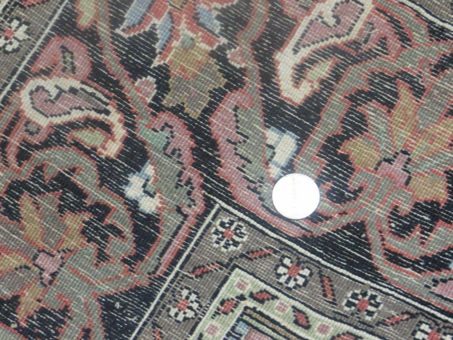 Vintage Indian Silk Rug Kashmir Handmade 6x6 Square Carpet