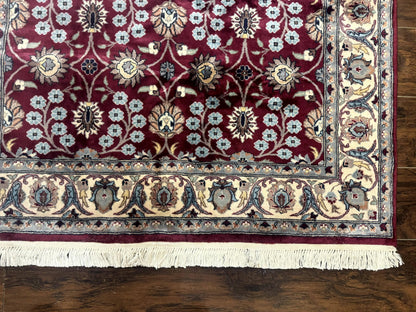 Persian Wool Rug 4x6 Floral Allover Vintage Plum And Ivory Handmade