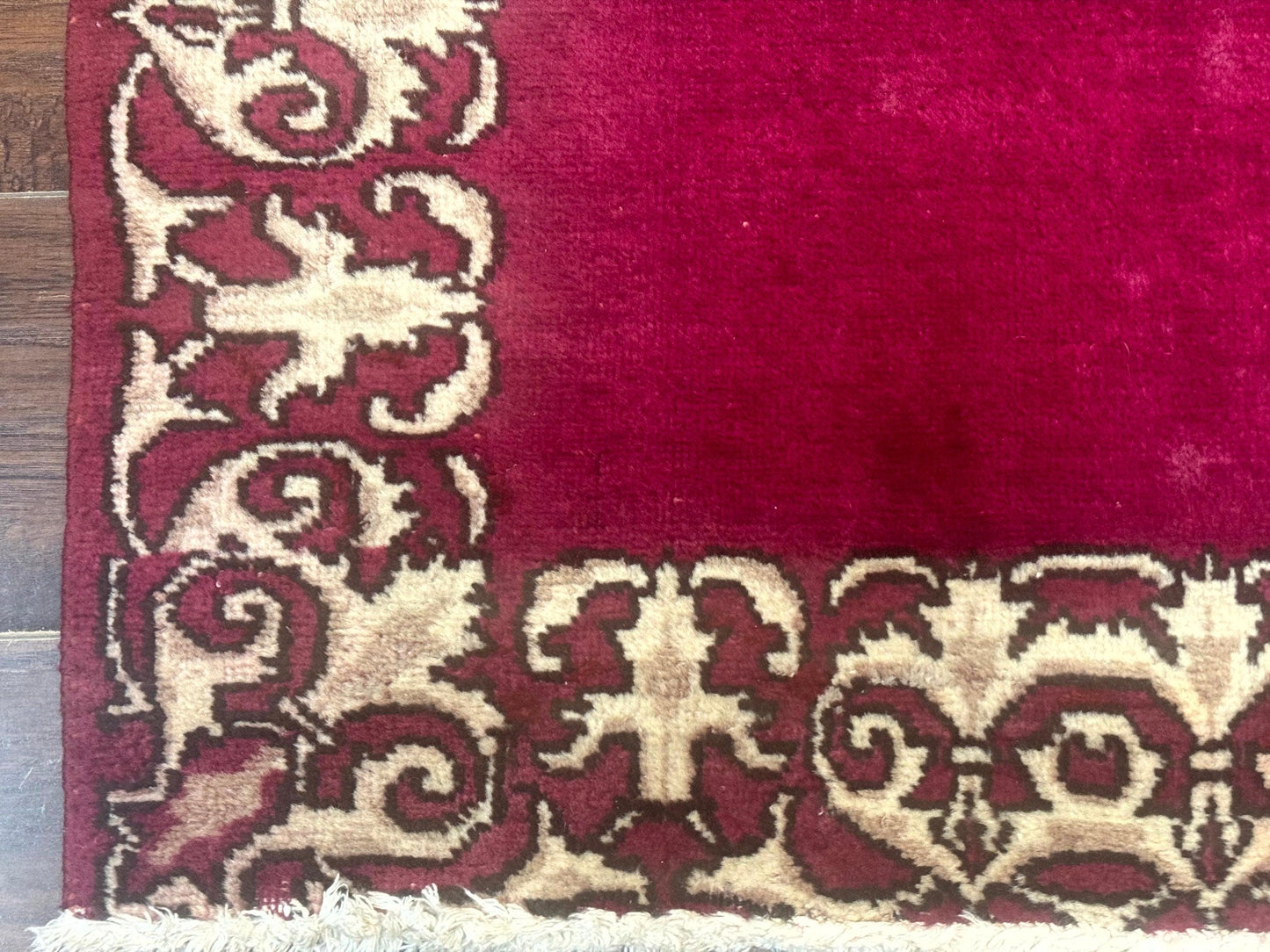 Red Persian Kerman Runner Rug 3x16 Handmade Wool Vintage Hand Knotted