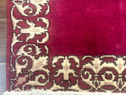 Red Persian Kerman Runner Rug 3x16 Handmade Wool Vintage Hand Knotted