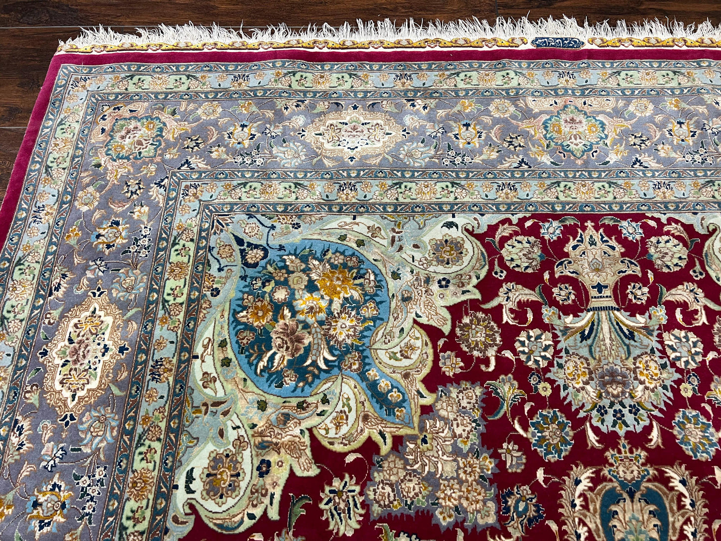 Persian Tabriz Rug 5x7 Handmade With Kork Wool Silk Foundation Ultra Fine 70 Raj KPSI Floral Medallion