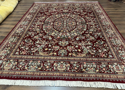 Persian Rug Burgundy 8x10 Hand Knotted Wool Floral Pak Carpet