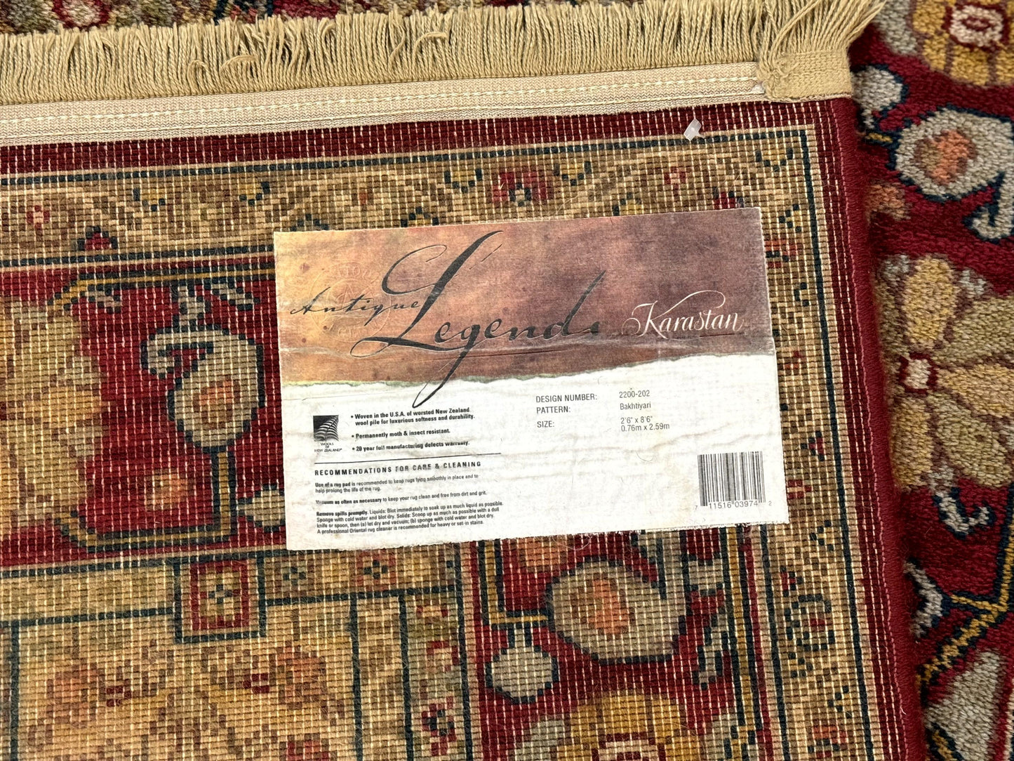 Karastan Runner Rug Antique Legends Bakhtiari 2200 Vintage Wool Panel Design
