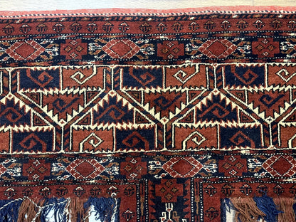 Antique Afghan Beshir Tent Header Rug Hand Knotted Wool Tribal Collectible