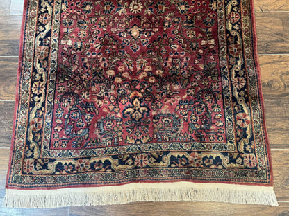 Persian Sarouk Rug 3x5 Antique Carpet With Medallion Field