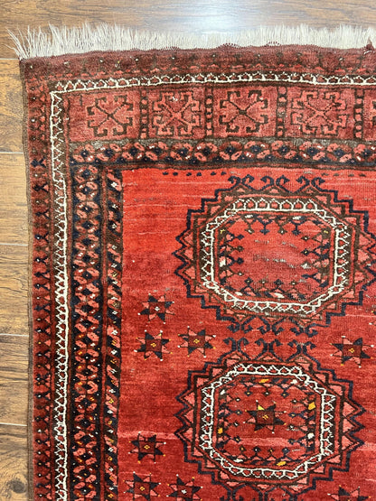 Afghan Rug 3x6 Handmade Wool Semi Antique Tribal Red Beshir Carpet