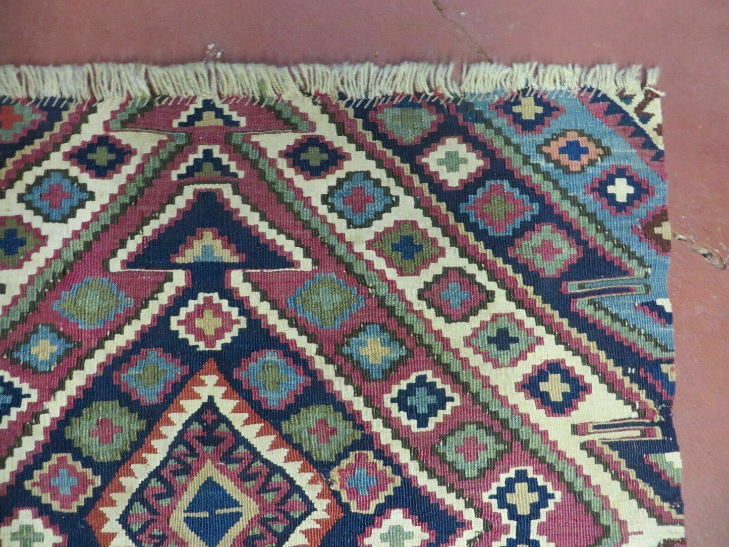 Antique Handmade Kilim Shirvan Caucasian Bagface Rug 25x52 Inches Wool