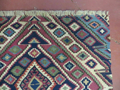 Antique Handmade Kilim Shirvan Caucasian Bagface Rug 25x52 Inches Wool