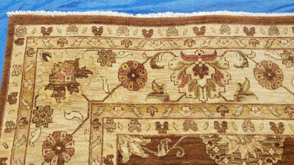 Indo Persian Rug Mahal Sultanabad Handmade Wool Area Rug 10x14 Burnt Orange Beige