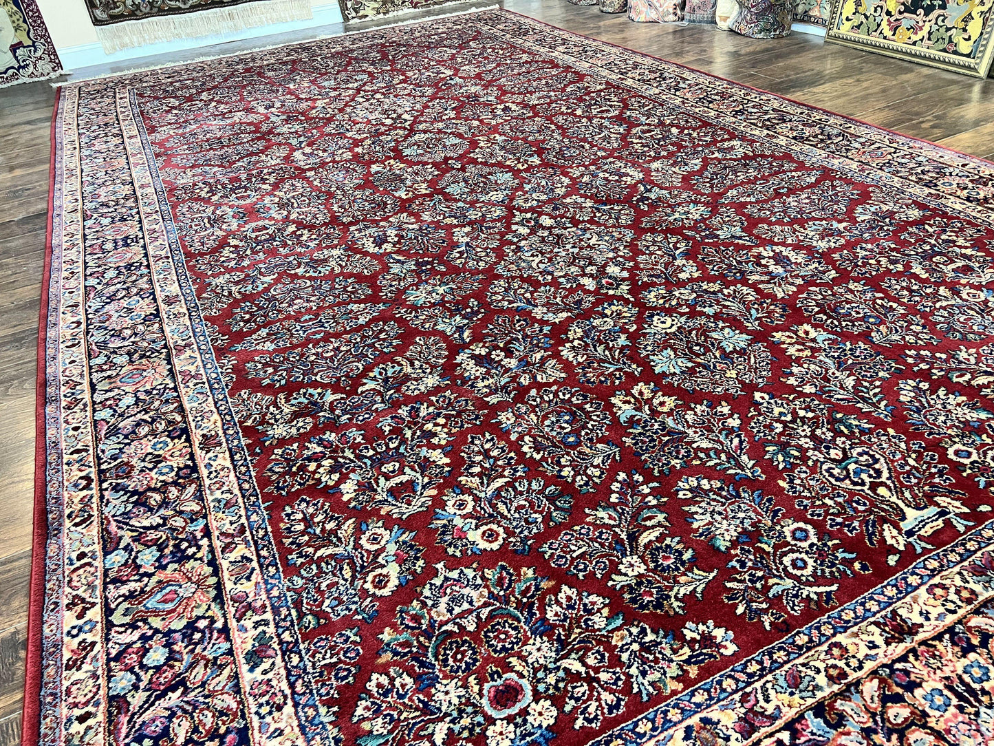 Karastan Rug Red Sarouk 10x18 Wool Carpet Original 700 Series Vintage Large Oriental Rug