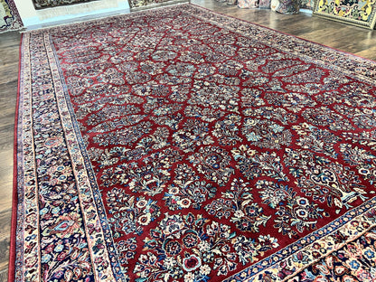 Karastan Rug Red Sarouk 10x18 Wool Carpet Original 700 Series Vintage Large Oriental Rug