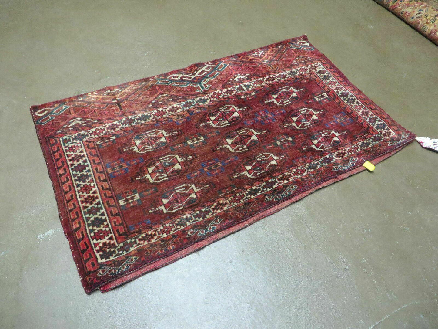 Antique Bokhara Turkoman Rug Yamud Wool Kilim Backing Handmade 1940s