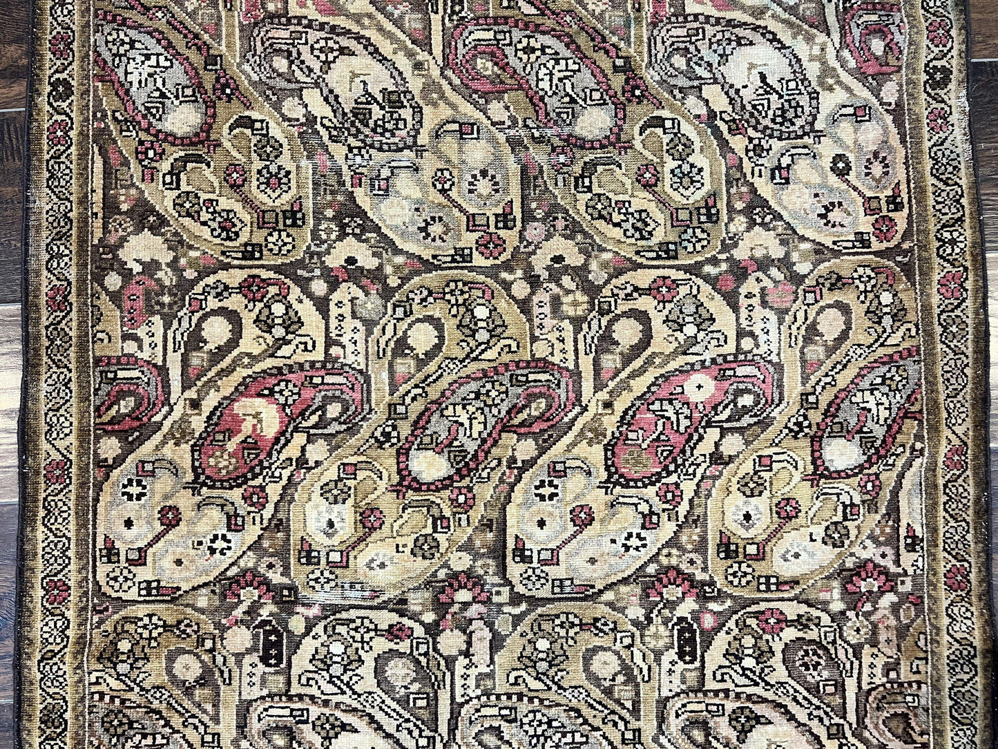 Antique Persian Malayer Runner Rug 3x16 Hand Knotted Wool Paisley Boteh Design
